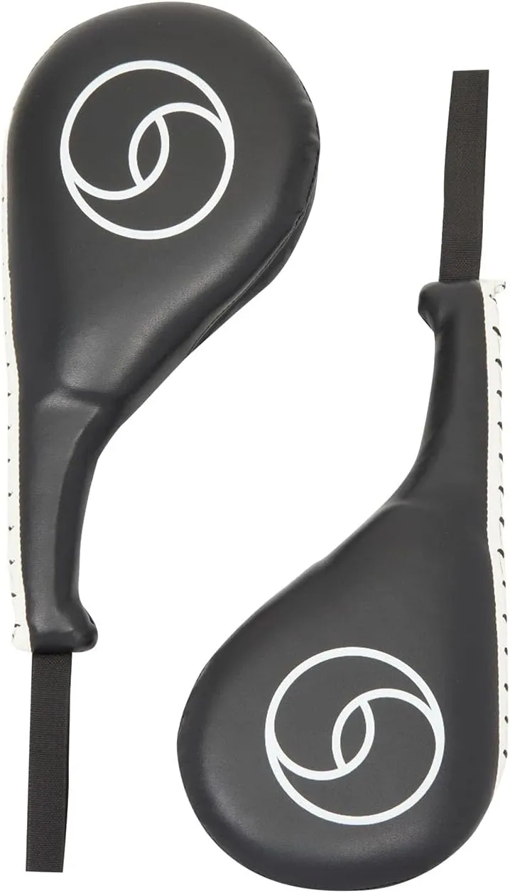 2 Pack Taekwondo Kick Pads - Black Boxing Paddles for Karate Gear, Kickboxing, and TKD Sparring Gear - 15 x 2.5 x 7.5 Inch