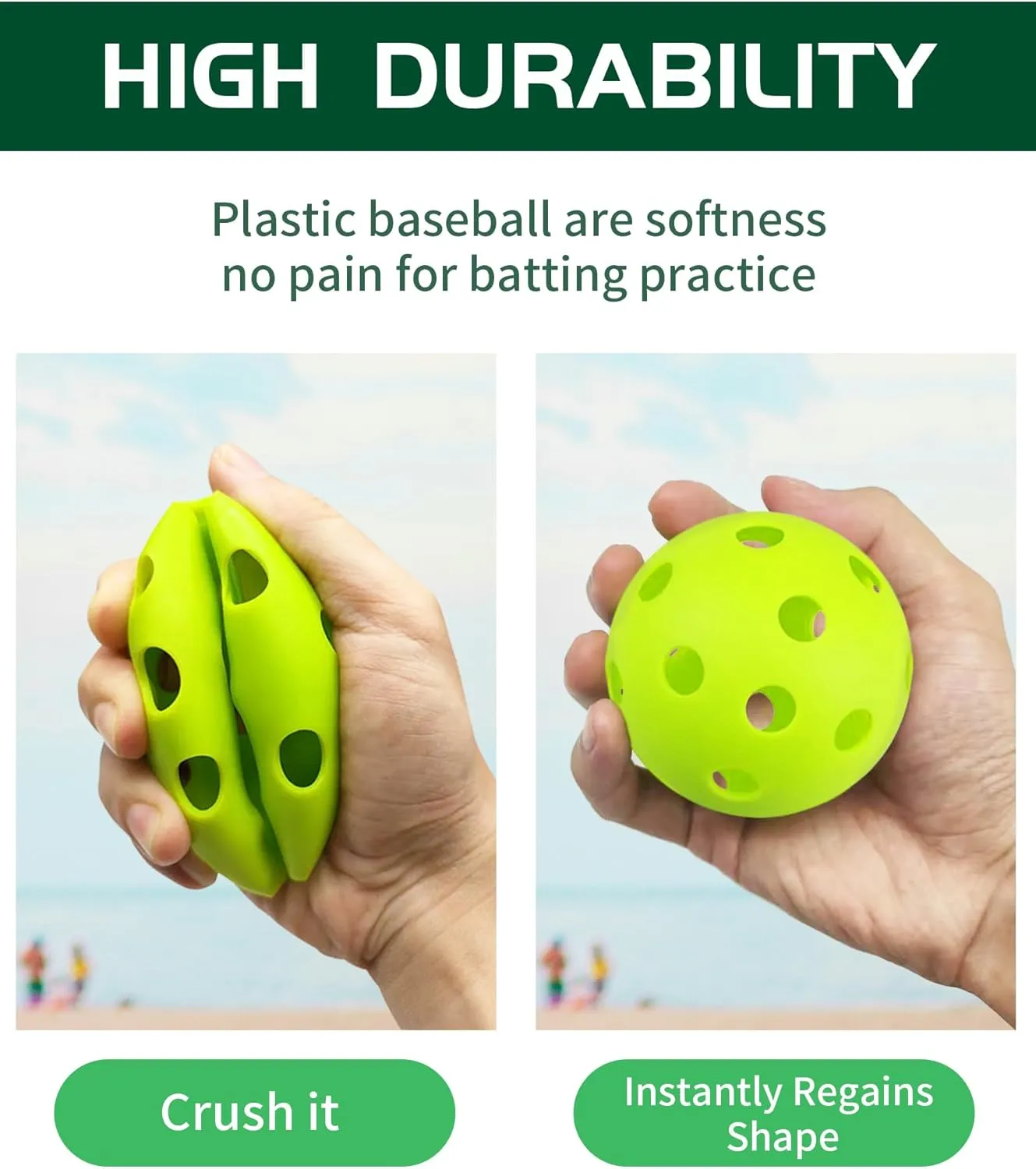 20 Pack Plastic Practice Balls for Baseball & Softball - Soft Ball for Baseballs Hitting, Pitching, Batting Training, Lightweight Hollow Limited Flight Indoor & Outdoor Sport Diameter 2.83in