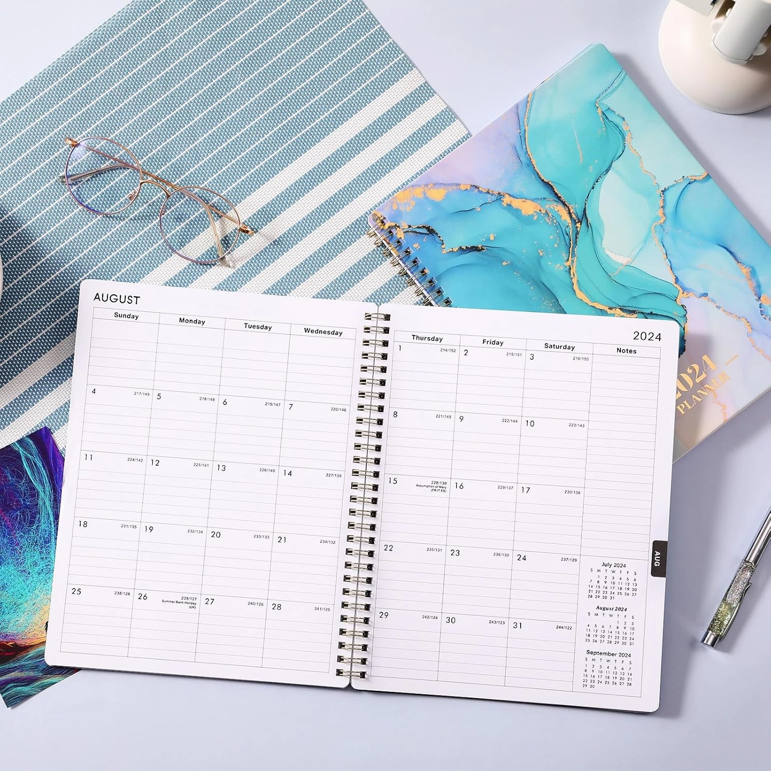 2024 Planner - 2024 Planner Weekly and Monthly from Jan.2024- Dec.2024, 7.5" x 9.5", 2024 Calendar 12 Month with Thick Paper, 2024 Weekly Planner Spiral Bound