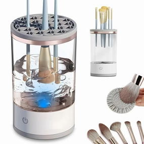 2025 Makeup Brush Cleaner, Automatic Makeup Brush Cleaning Machine, 3-in-1 Electric Beauty Brush Cleaner, Air Drying and Dust-proof Organizer, Makeup Brush Tool, Great Gift for Makeup Friends