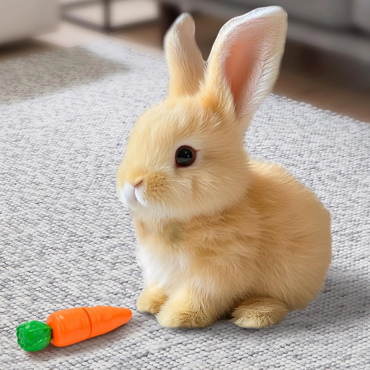 2025 New My Realistic Bunny Toy Easter Basket Stuffer, Interactive Plush Stuffed Rabbit Toy, Walking Hopping Wiggle Ears Realistic Bunny Toys Easter Gift for Kids (Brown)