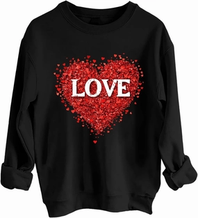 2025 Sweatshirt for Women Trendy Long Sleeve Heart Printed Tops Going Out Beach Playing Casual Blouses