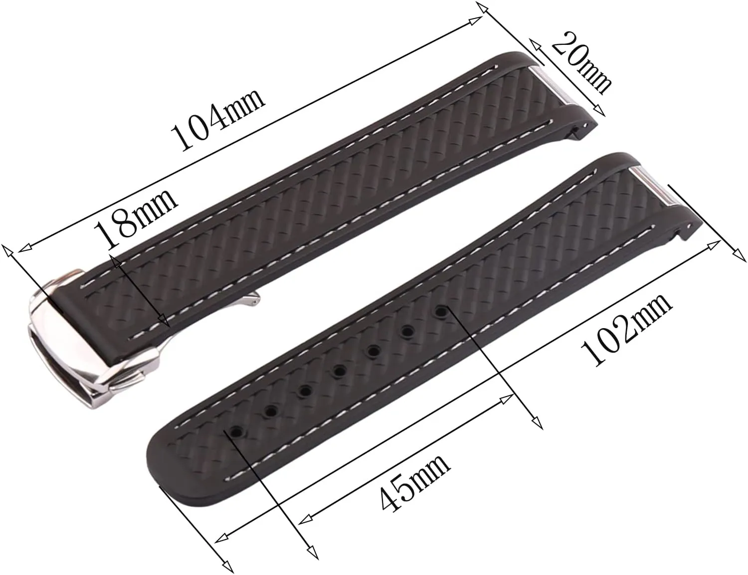 20mm Rubber Silicone Replacement Watch Band for Omega Seamaster 300 AT150 Aqua Terra 8900 Steel Buckle Series Watch Strap