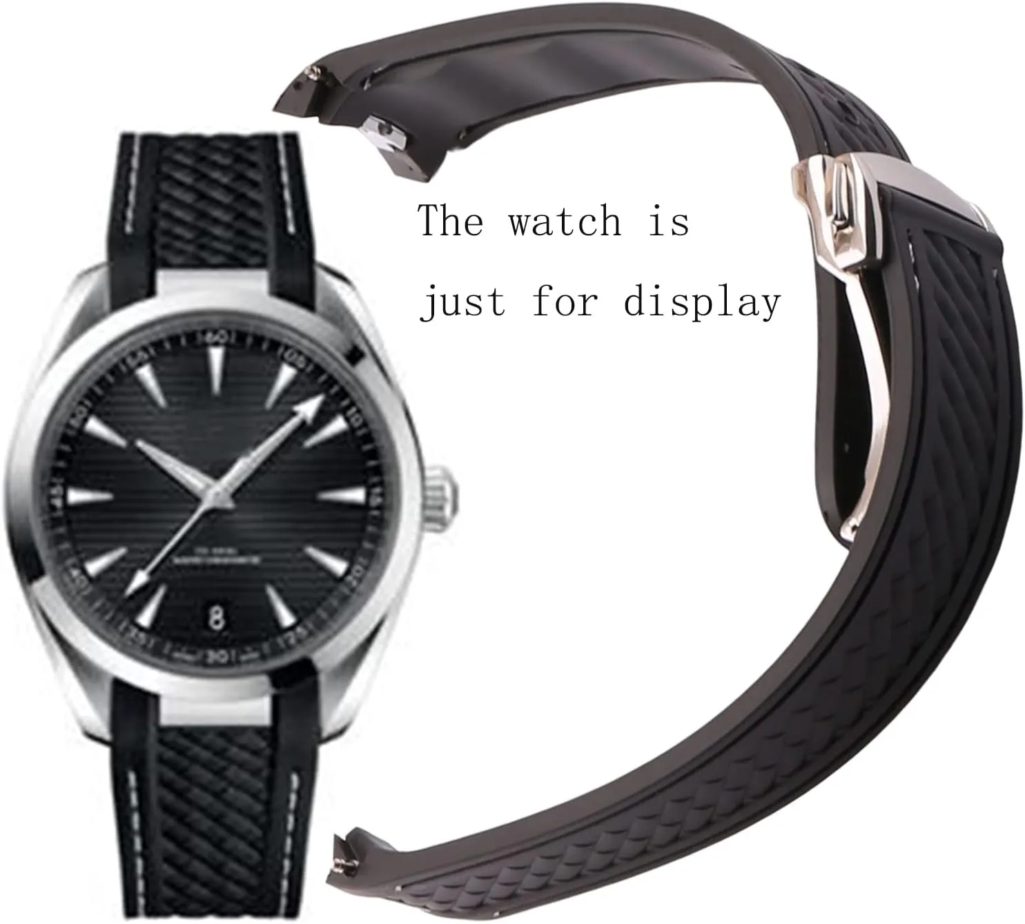 20mm Rubber Silicone Replacement Watch Band for Omega Seamaster 300 AT150 Aqua Terra 8900 Steel Buckle Series Watch Strap