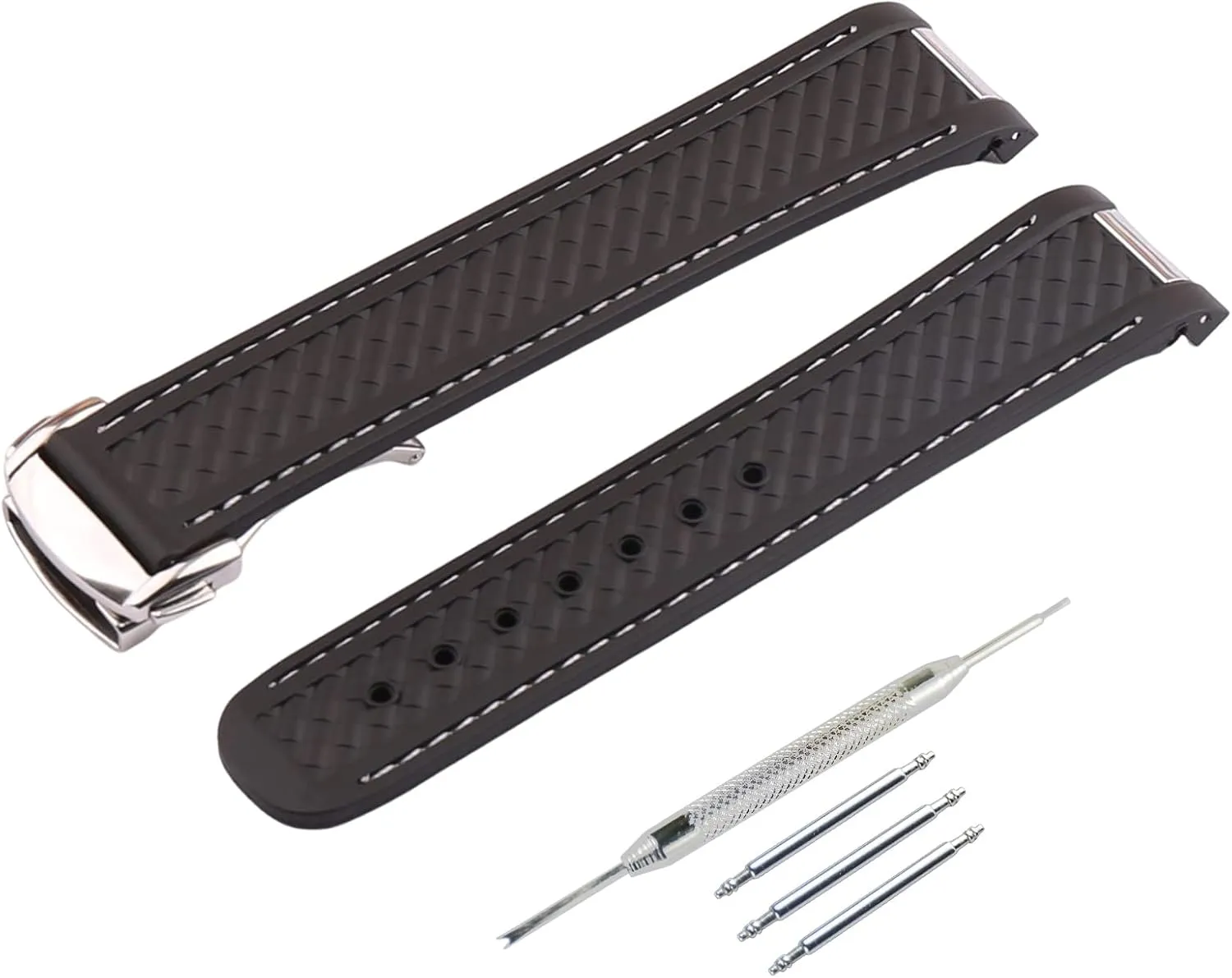 20mm Rubber Silicone Replacement Watch Band for Omega Seamaster 300 AT150 Aqua Terra 8900 Steel Buckle Series Watch Strap
