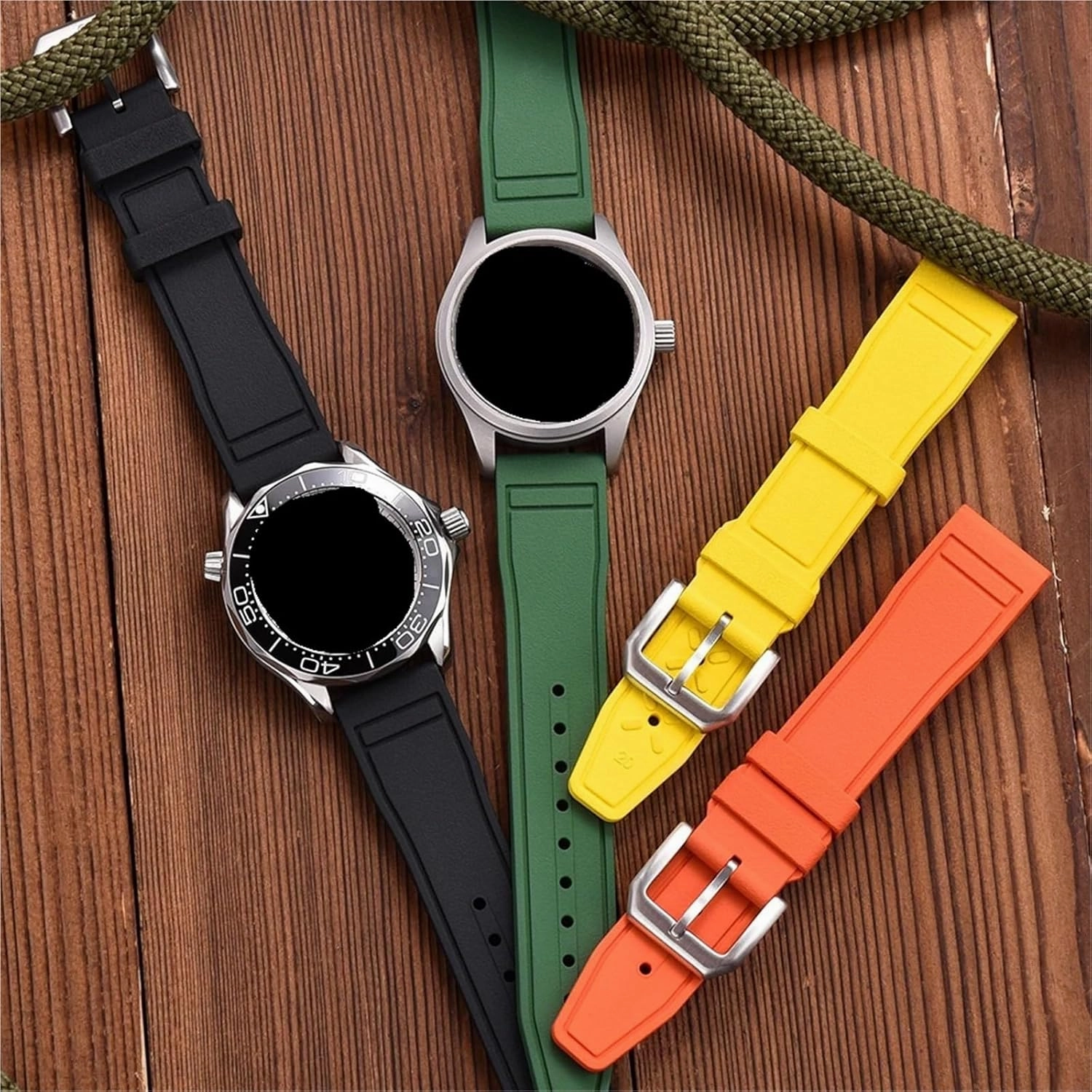 20mm 21mm 22mm Watch Strap Rubber Silicone Diving Quick Release Watchbands Men Women Stainless Steel Buckle