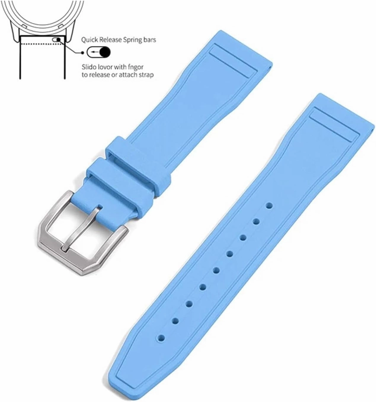20mm 21mm 22mm Watch Strap Rubber Silicone Diving Quick Release Watchbands Men Women Stainless Steel Buckle