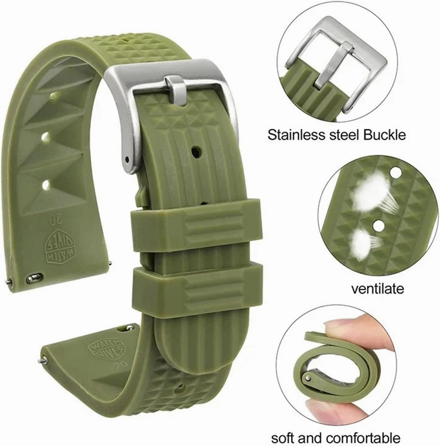 20mm Rubber Watch Band 22mm Universal Quick Replacement Rubber Watchband Strap Watch Accessories