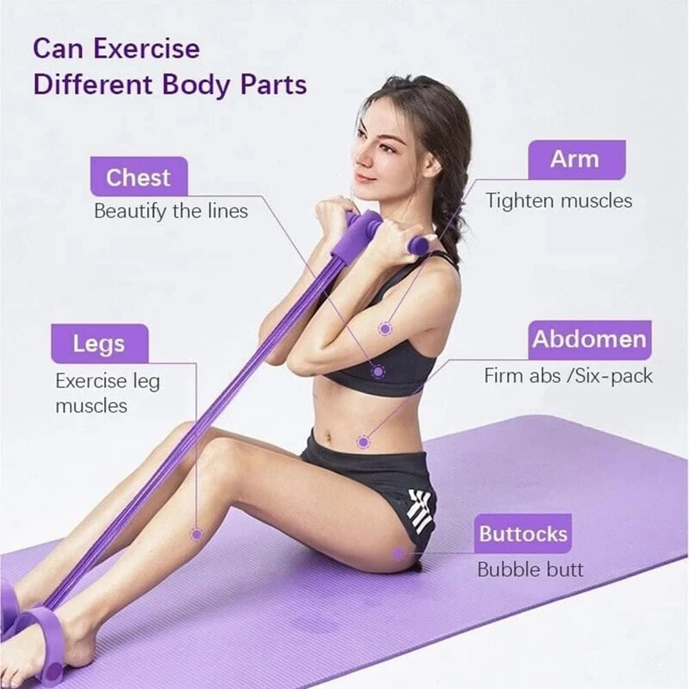 21 Fitness Resistance Bands - 4 Tube Pedal Ankle Puller, Yoga Handle Bands Exerciser Multifunction Trainer Tension Rope for Body, Abdomen, Waist, Arm, Tummy Exercise Stretching Training ( Color : Yell