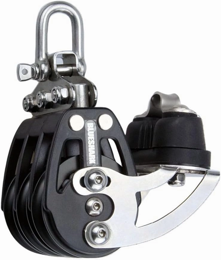 2261-38 mm Fixed Triple Adjustable Cam Aluminum Sailing Block - Max Line: 1/4” (6 mm), Safe Working Load (SWL): 1700 lbs, Breaking Load: 3700 lbs (1-Pack)