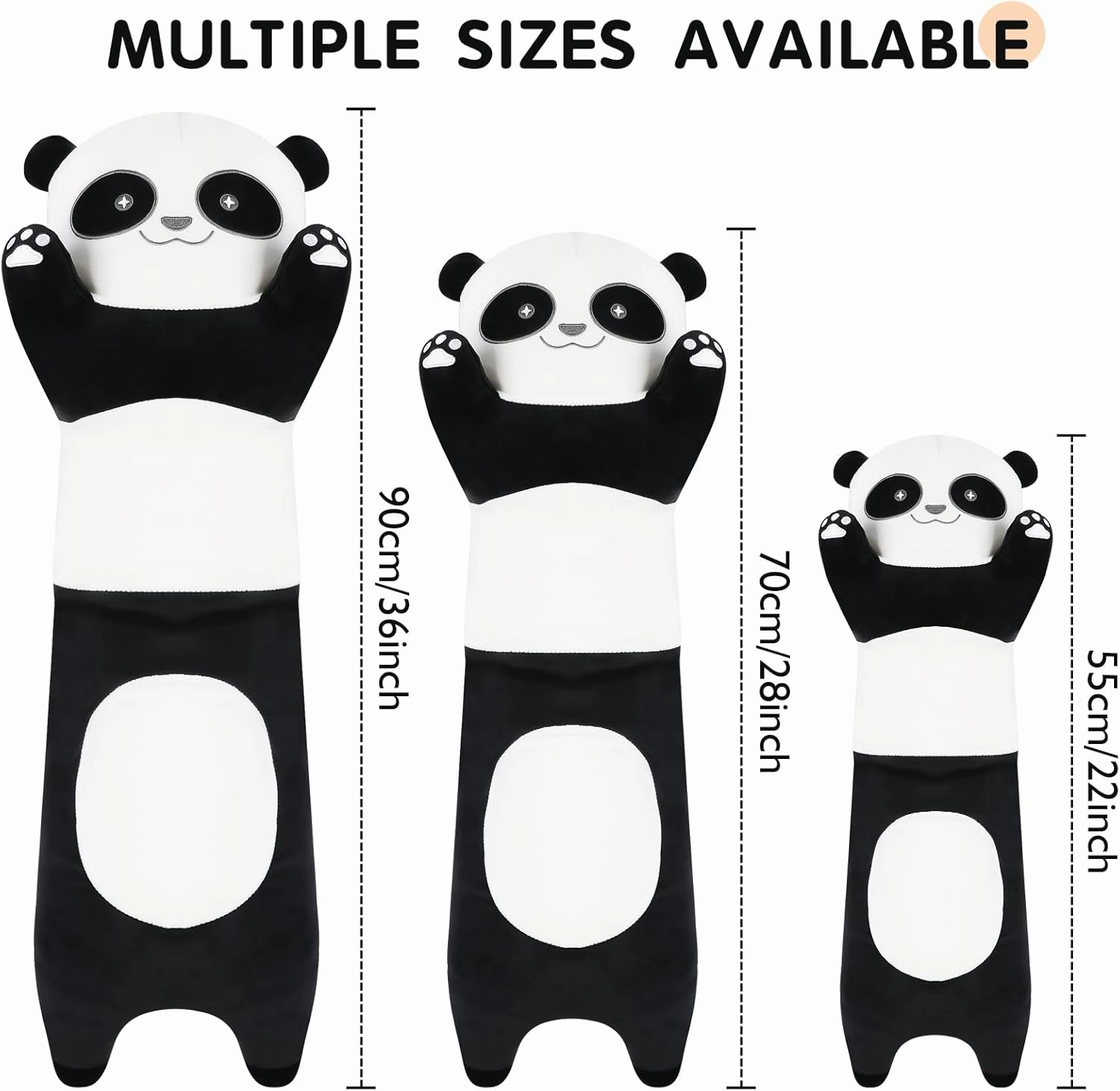 22 Inch Cute Giant Panda Bear Plush Soft Body Pillow Plushies, Large Black Panda Stuffed Animals Toy Doll Gift for Kids Girls and Boys, Birthday