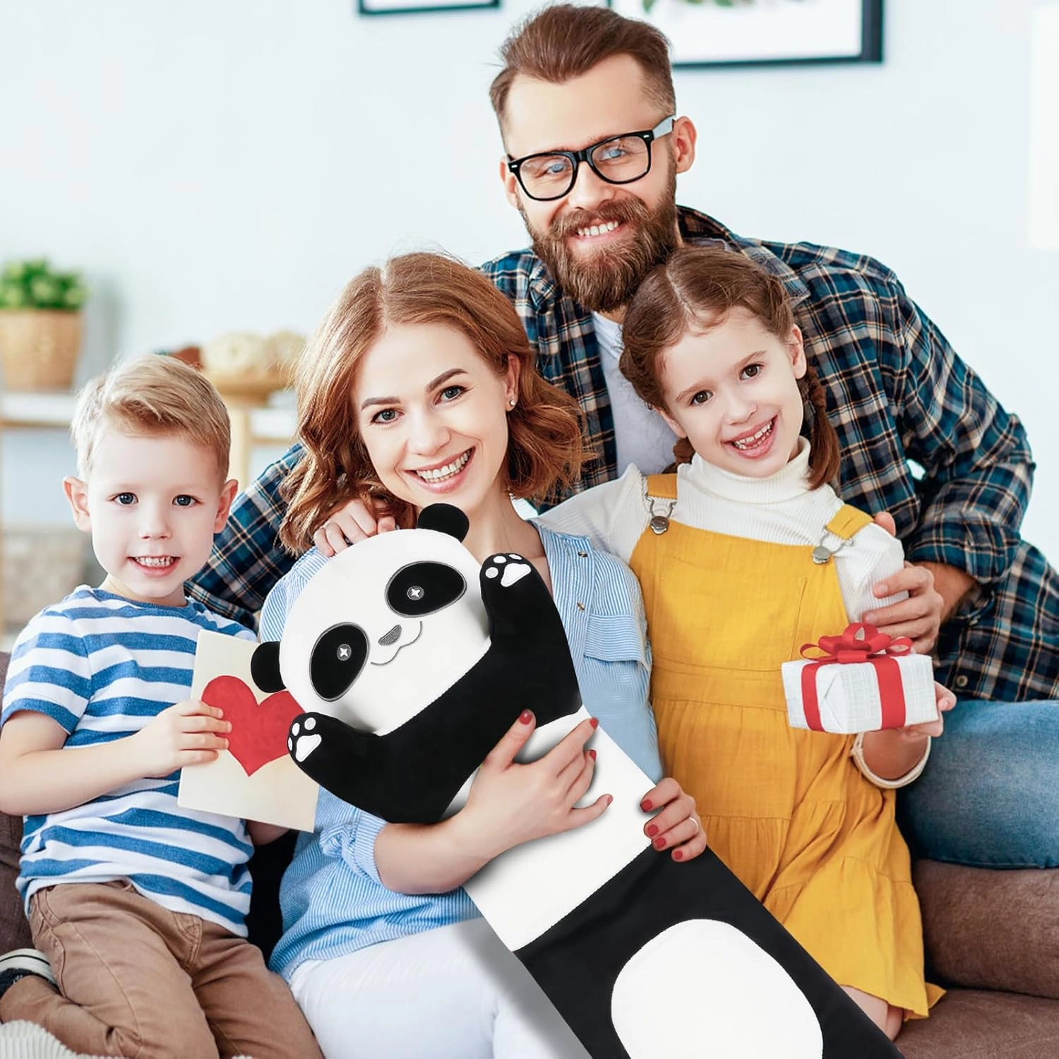 22 Inch Cute Giant Panda Bear Plush Soft Body Pillow Plushies, Large Black Panda Stuffed Animals Toy Doll Gift for Kids Girls and Boys, Birthday