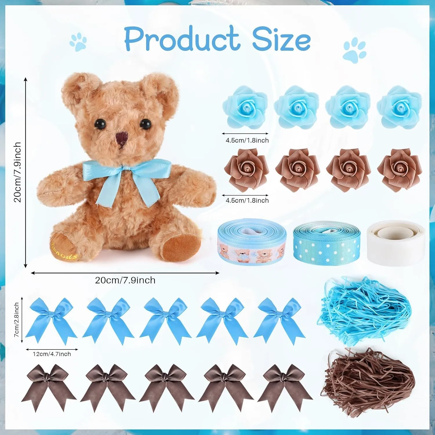 23 Pcs Diaper Cake Kit Baby Shower Bear Diaper Cake Decorations Baby Shower Diaper Cake Supplies Teddy Bear Diaper Cake Set for Birthday Party Supplies Table Centerpiece Decoration (Blue Bear, Large)