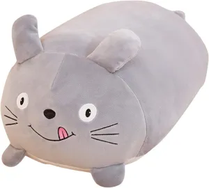 24 Inch Long Plush Grey Bunny Stuffed Animal Rabbit Hugging Pillow Cuddly Rabbit Pillow Plushies Toy Home Decor Anime Gifts for Kids and Lovers