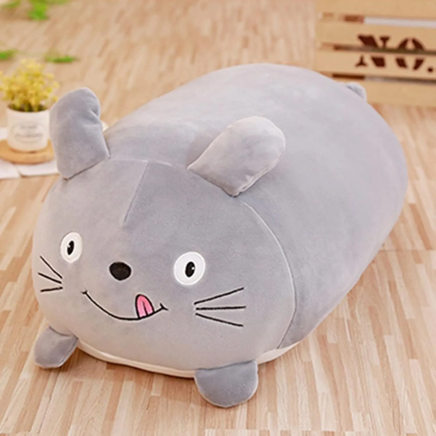 24 Inch Long Plush Grey Bunny Stuffed Animal Rabbit Hugging Pillow Cuddly Rabbit Pillow Plushies Toy Home Decor Anime Gifts for Kids and Lovers