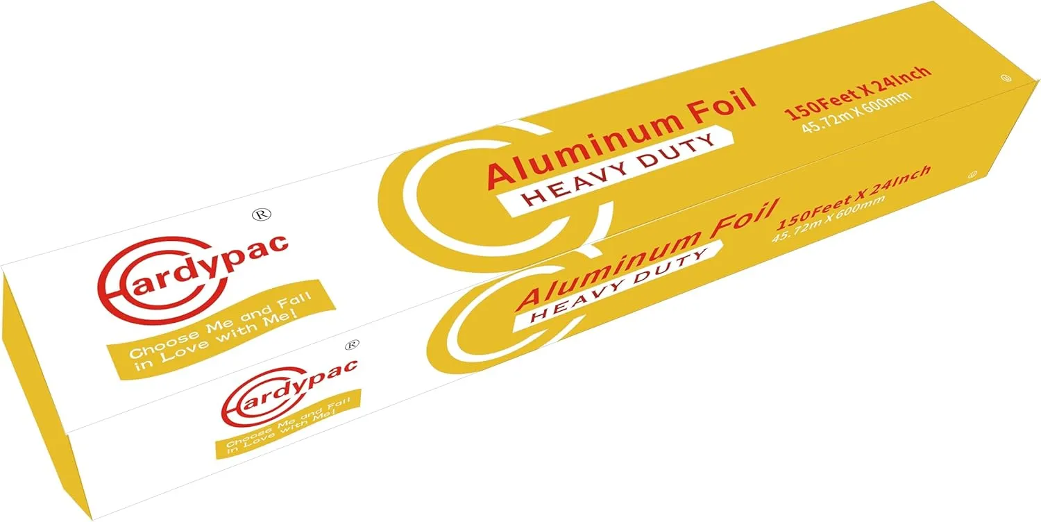 24 Inch Wide Heavy Duty Aluminum Foil Roll, 300 Square Feet, 24 Inch Width x 150 Feet Length, kitchen tin foil grill foil paper for cooking, baking, wrapping, restaurant aluminum heavy duty.
