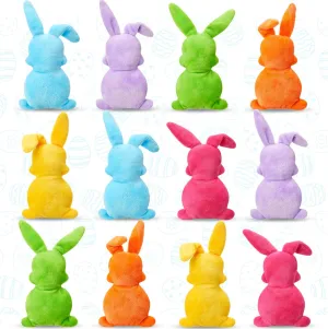 24 Pcs Easter Plush Toys 6 Inch Mini Bunny Stuffed Animal Bulk Pastel Bunny Plush Toys Rabbits Easter Basket Stuffers Decor Gift for Egg Filler Hunting Party Favor