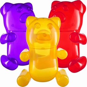 24" Inflatable Gummy Bears (Pack of 3) Big Huge Blow Up Gummy Bear Pool Toy Decorations, Birthday Party Supplies and Themed Candy Land Party Favors for Kids