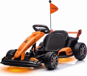 24V Electric Go Kart, Licensed Mclaren Drift Kart, Length Adjustment, LED Light, Crazy Cart for Kids Ages 6 , 400W Motor, Max Loads 130 LBS