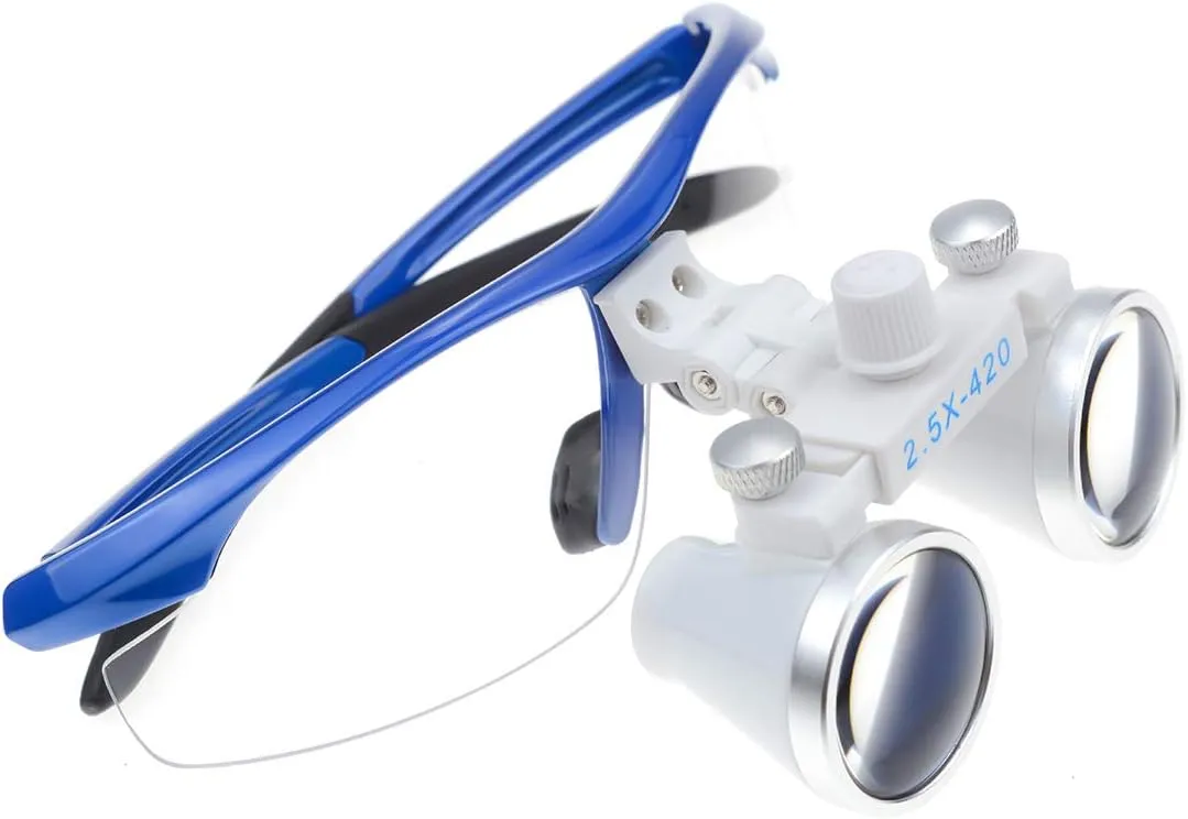 2.5X Portable Binocular Loupes 420mm Working Distance Optical Glasses (Blue)