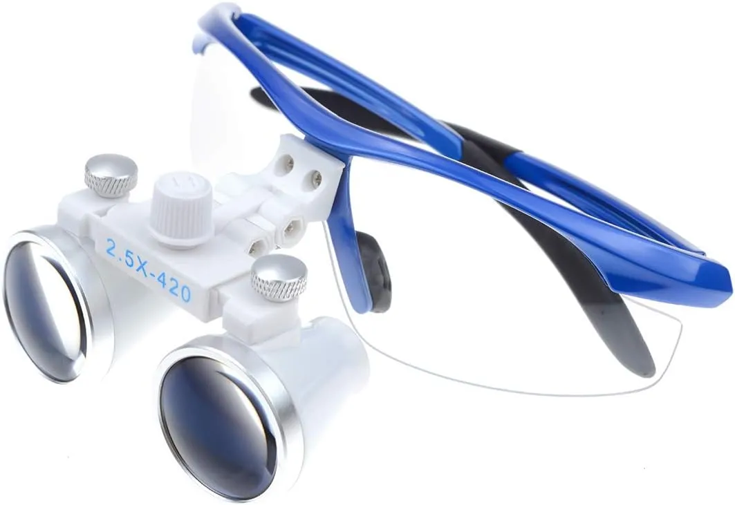 2.5X Portable Binocular Loupes 420mm Working Distance Optical Glasses (Blue)
