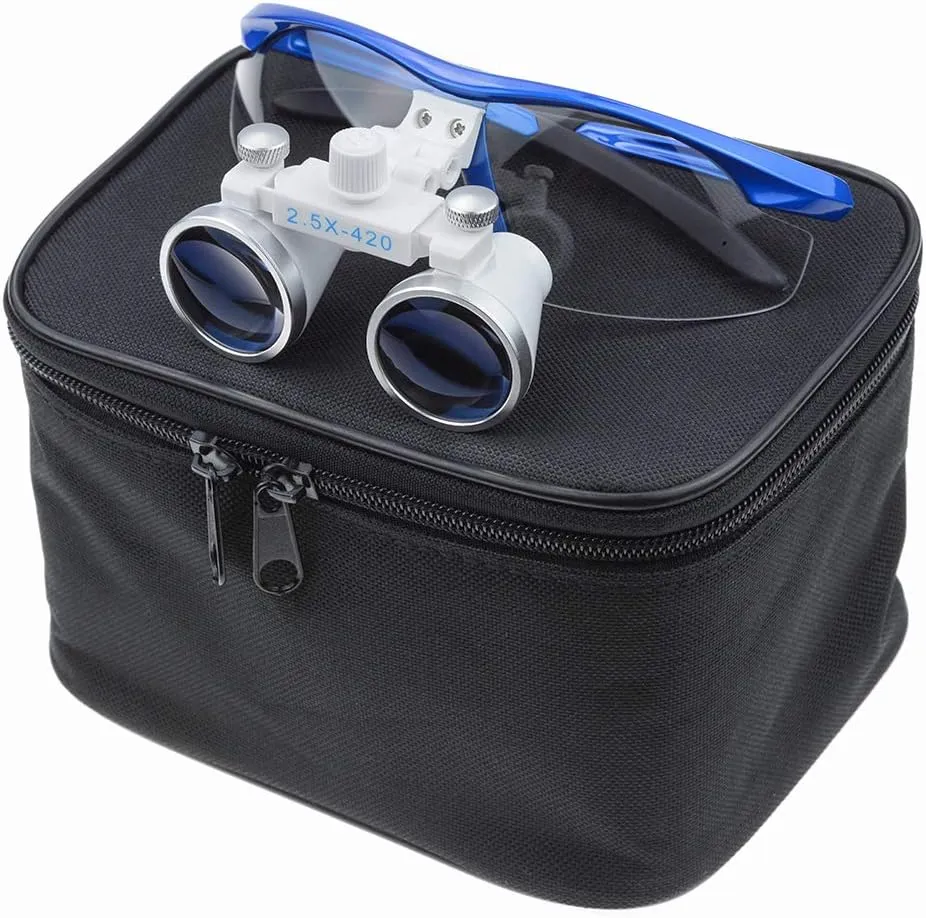 2.5X Portable Binocular Loupes 420mm Working Distance Optical Glasses (Blue)