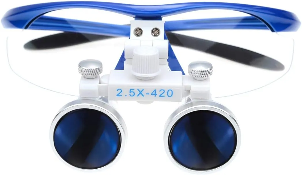 2.5X Portable Binocular Loupes 420mm Working Distance Optical Glasses (Blue)
