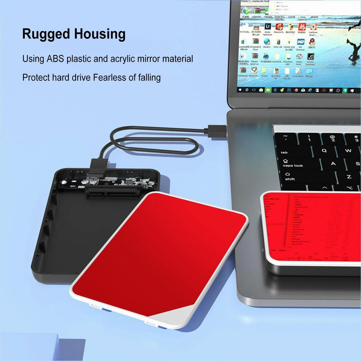 2.5" External Hard Drive Enclosure USB 3.0 to SATA III (6Gbps), Tool-Free for SSD/HDD 7-9.5mm - Compatible with Windows/Mac/PS5/Xbox (Red)