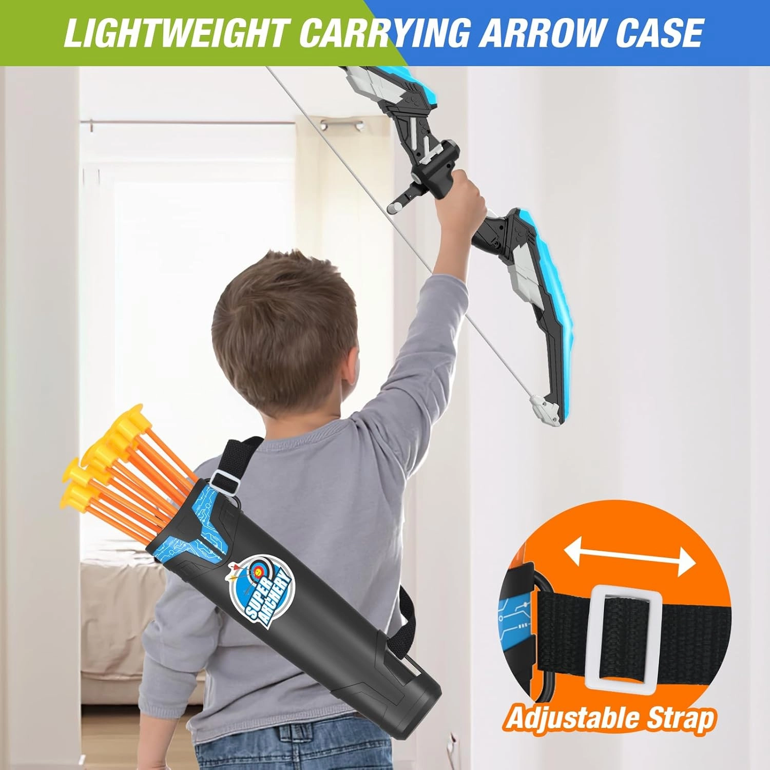 2 Pack Bow and Arrow for Kids, LED Light Up Archery Set with 24 Suction Cup Arrows, 1 Standing Target, 6 Score Targets & 2 Quiver, Indoor Outdoor Sport Gifts for Boys Girls Ages 4-8