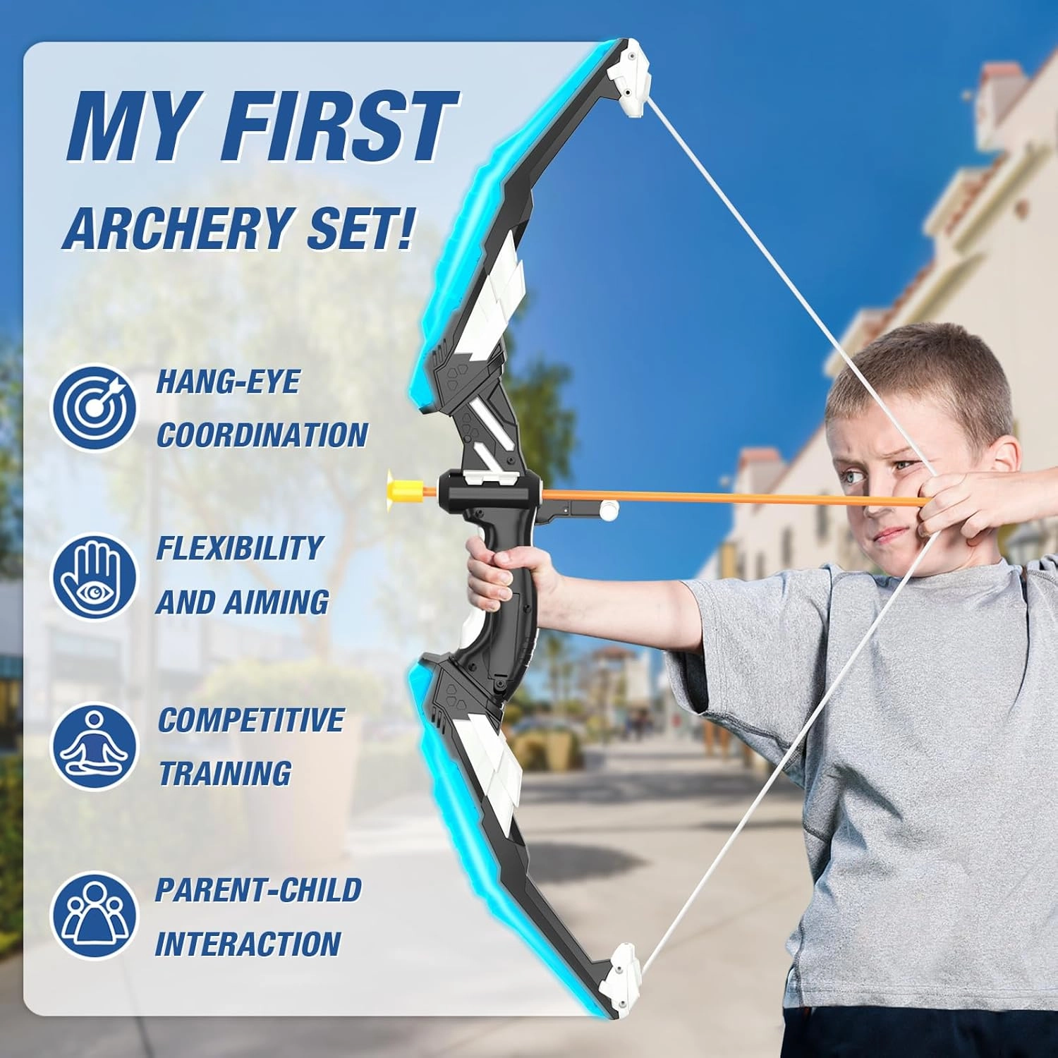 2 Pack Bow and Arrow for Kids, LED Light Up Archery Set with 24 Suction Cup Arrows, 1 Standing Target, 6 Score Targets & 2 Quiver, Indoor Outdoor Sport Gifts for Boys Girls Ages 4-8