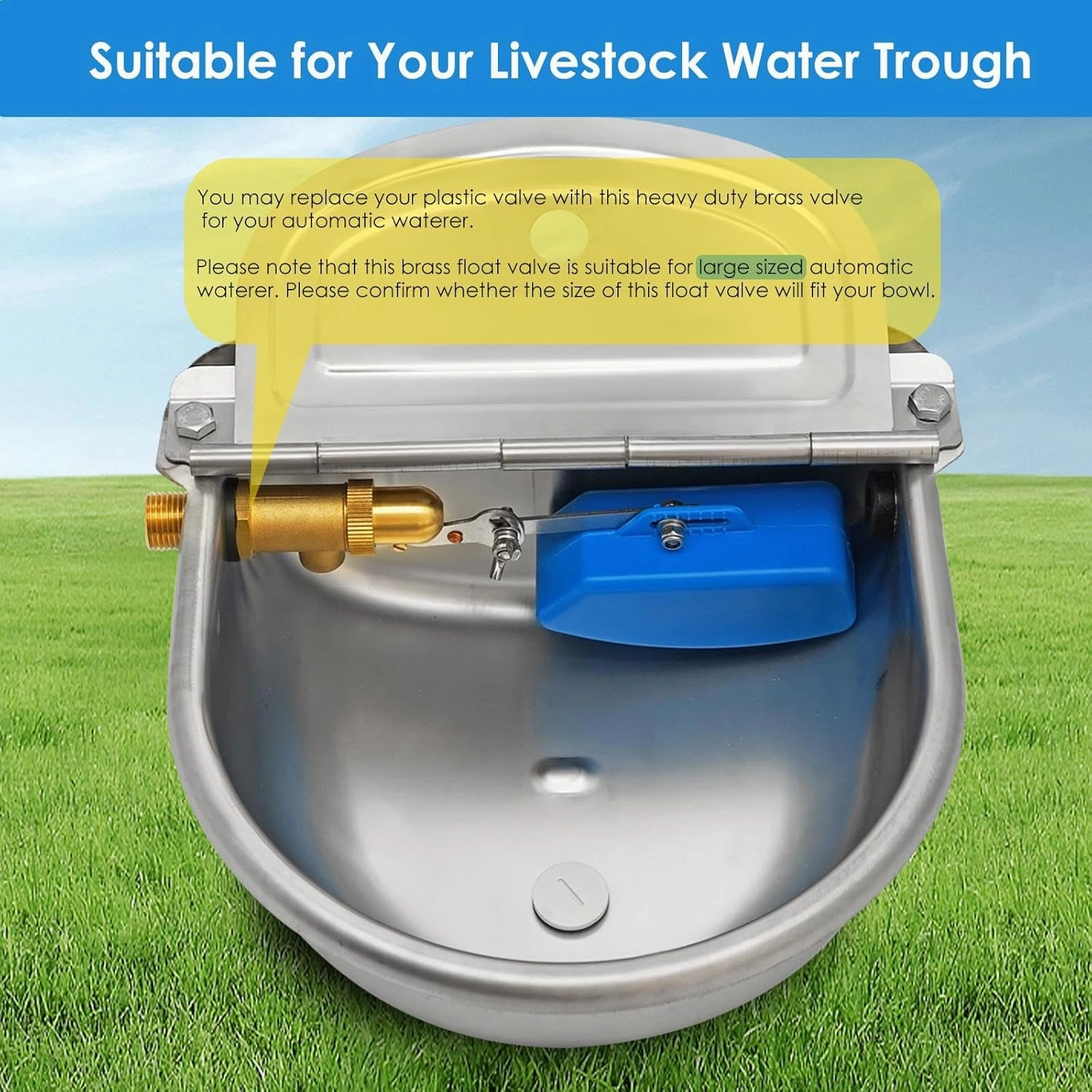 2 Pack Brass Float Valve 1/2 Inch, Livestock Water Tank Float Valve Switch Brass Float Ball Valve Shut Off Pool Auto Fill Valve for Automatic Waterer
