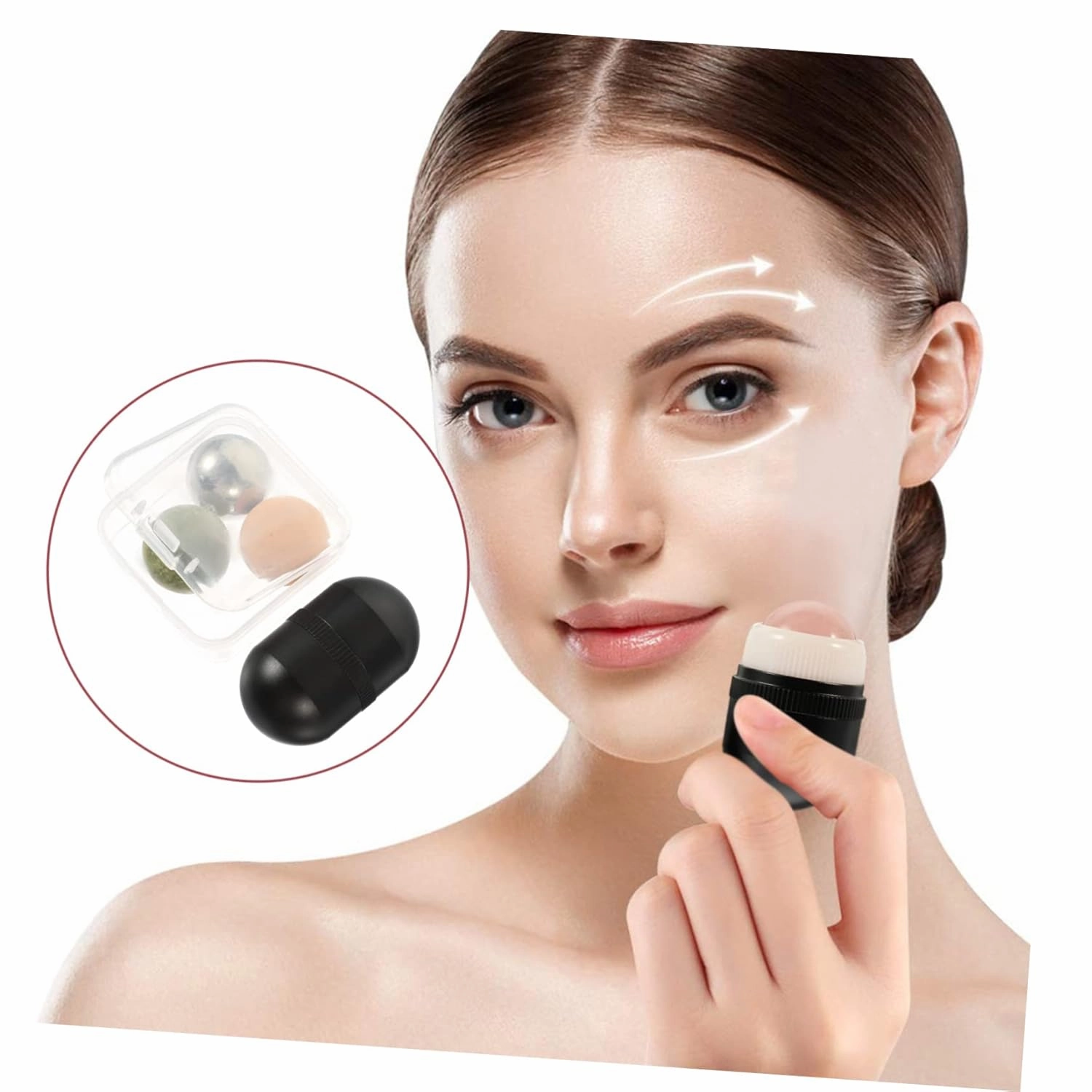 2 Sets Facial Roller Jade Globe Massager Jade-ball Roller Massager Face Care Tool Facial Massage Tool