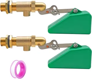 2Pcs Brass Float Valve 1/2 Inch Livestock Water Tank Float Valve with Adjustable Arm for Water Trough Water Float Valve for Automatic Waterer,Aquariums,Ponds,Aquaculture, Hydroponics