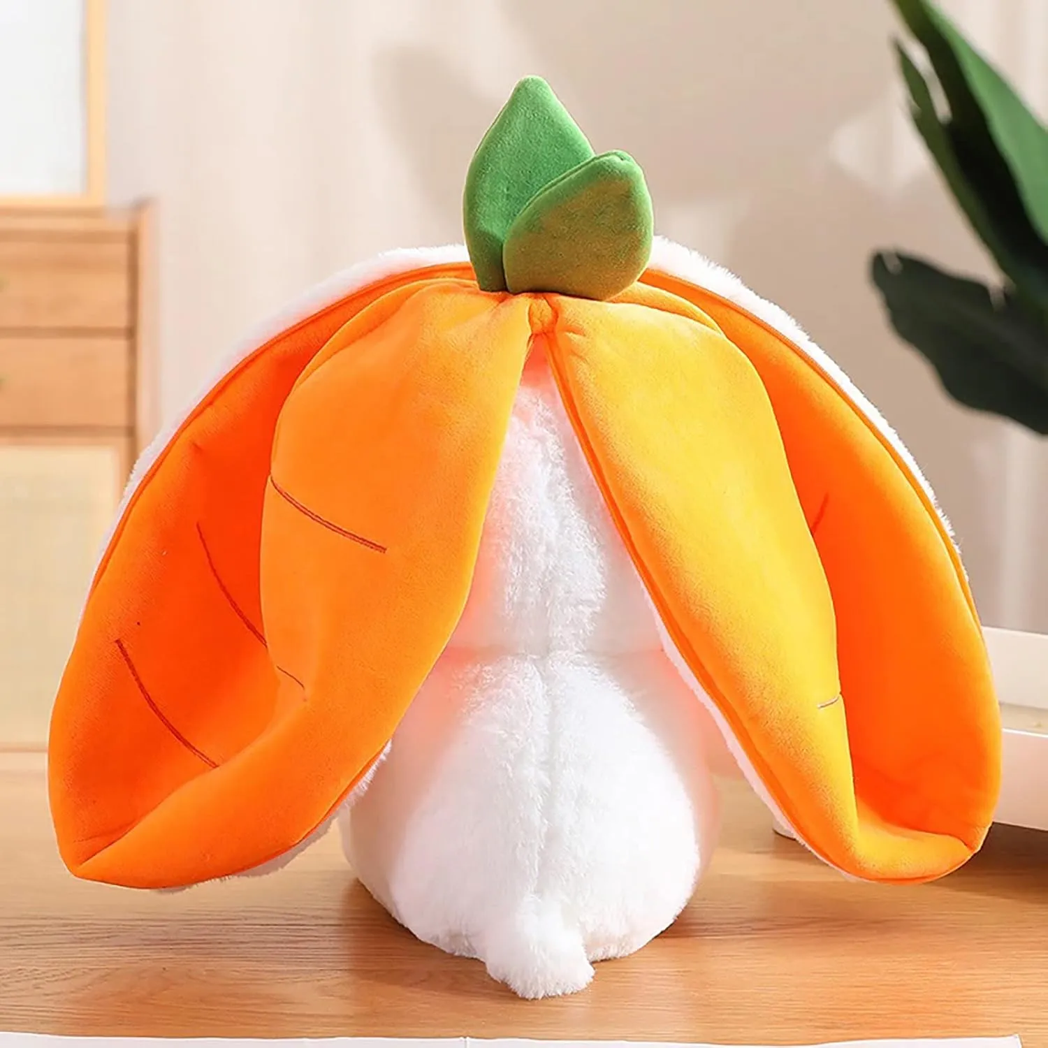 2PCS Plush Toy Pillows: Reversible Carrot Strawberry Bunny with Zipper, Easter Stuffed Animal Rabbit Plushie - Cute Birthday Gift for Kids (13.8" Set)