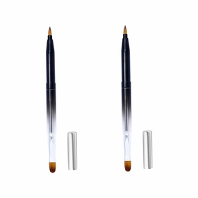 2pcs Metal Shell Lip Brush Retractable Rod Lip Brush Soft Material Makeup Tools
