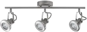 3-Light Track Brushed Steel with Chrome Accents 3 x GU10 LED 50-Watt Bulbs Included