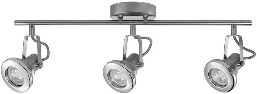 3-Light Track Brushed Steel with Chrome Accents 3 x GU10 LED 50-Watt Bulbs Included