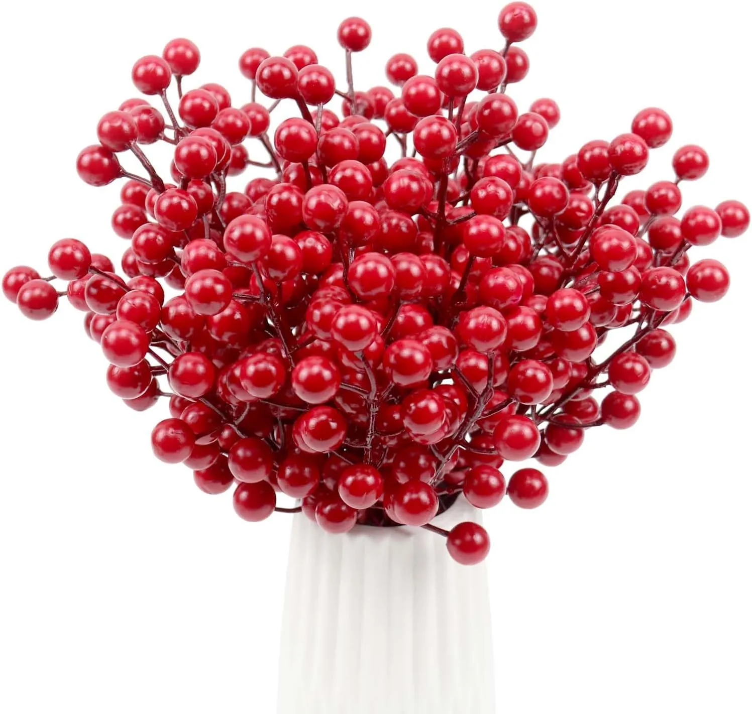 30 Pack Red Berry Stems, Artificial Holly Berries for Christmas Tree Picks Decorations Flower Wreath DIY Crafts Holiday and Home Decor