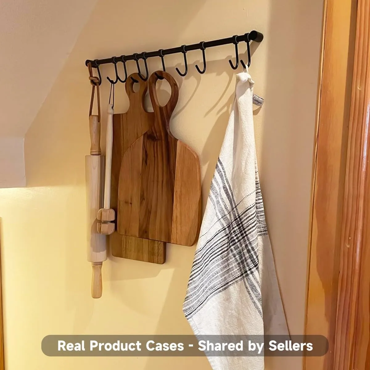 304 Stainless Steel Kitchen Utensil Hanger - 30 Inch Wall Mount with 15 Noiseless Sliding Hooks, Pots and Pans Hanging Rack, Organizer Storage Perfect for Organizing Cooking Tools, Golden