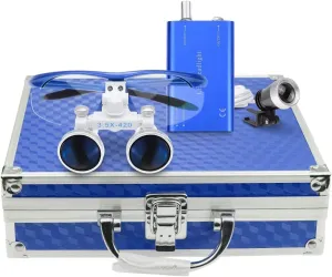 3.5X420mm Dental Loupes Portable Dental Surgical Binocular Loupes Optical Glass with LED Head Light Lamp