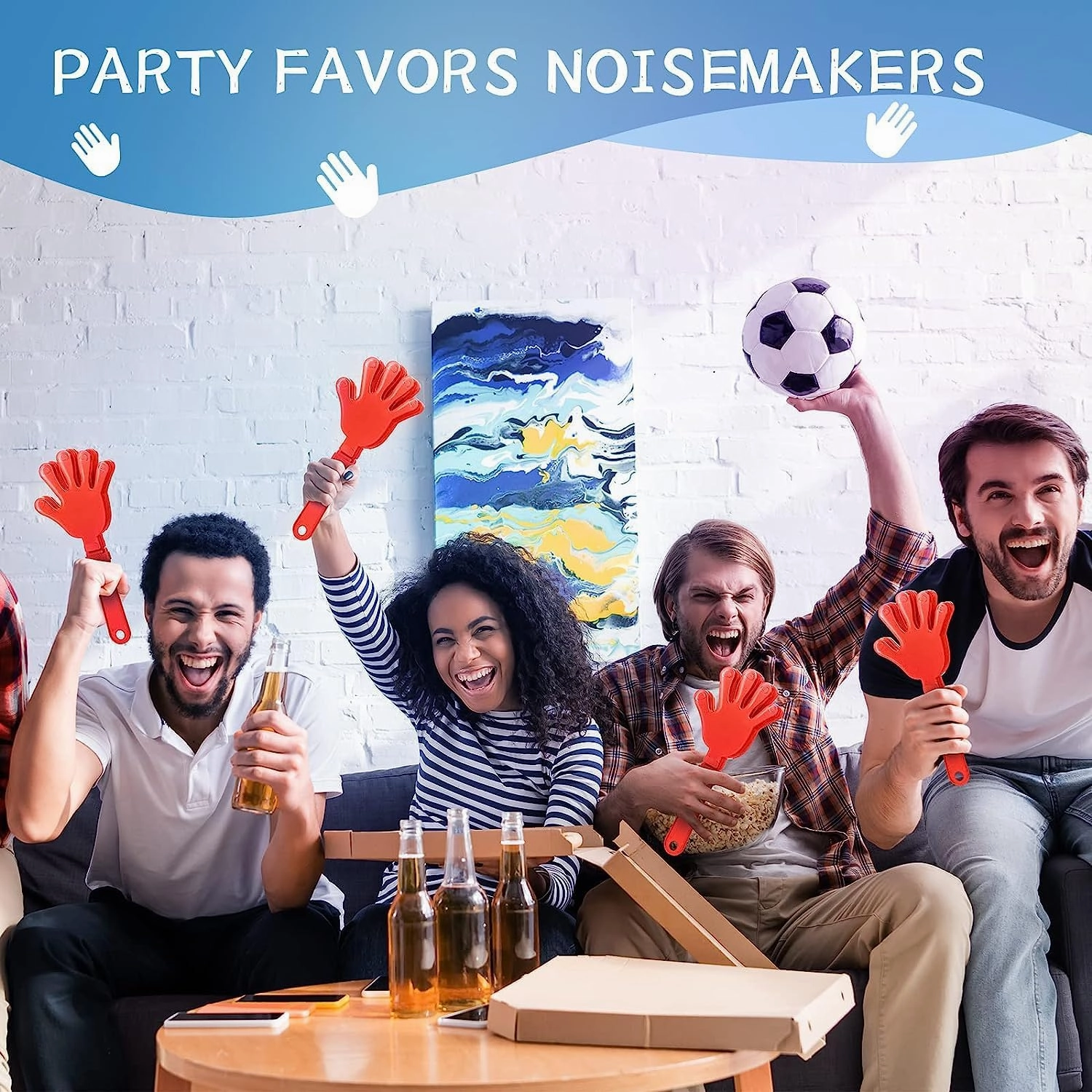 36 Pcs Coral Red Hand Clappers 7.5 Inch Clappers Noisemakers Noise Makers Party Favors Plastic Party Clapper for Sporting Events Cheers Ball Dance Basketball Football Noisemakers（Coral Red）