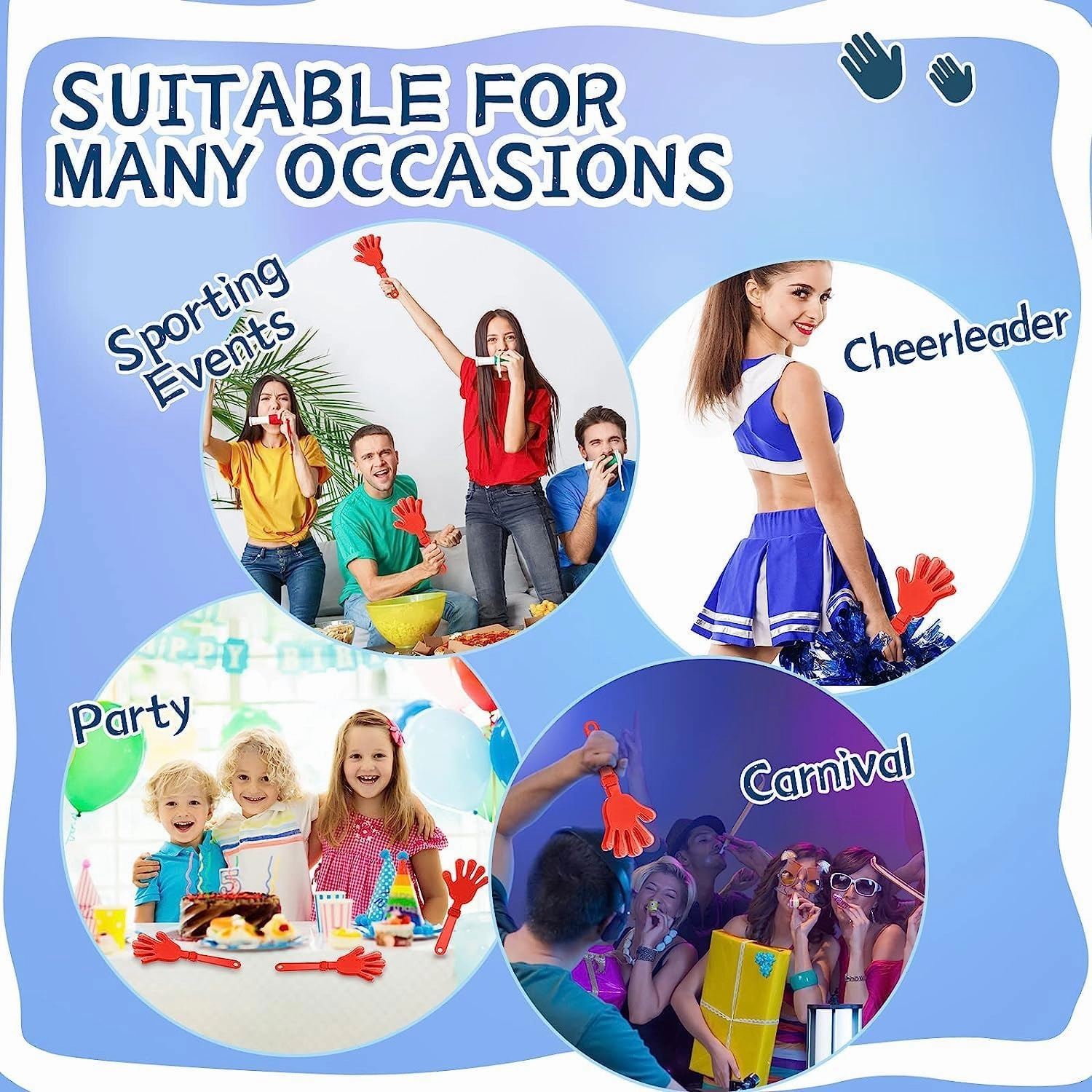36 Pcs Coral Red Hand Clappers 7.5 Inch Clappers Noisemakers Noise Makers Party Favors Plastic Party Clapper for Sporting Events Cheers Ball Dance Basketball Football Noisemakers（Coral Red）