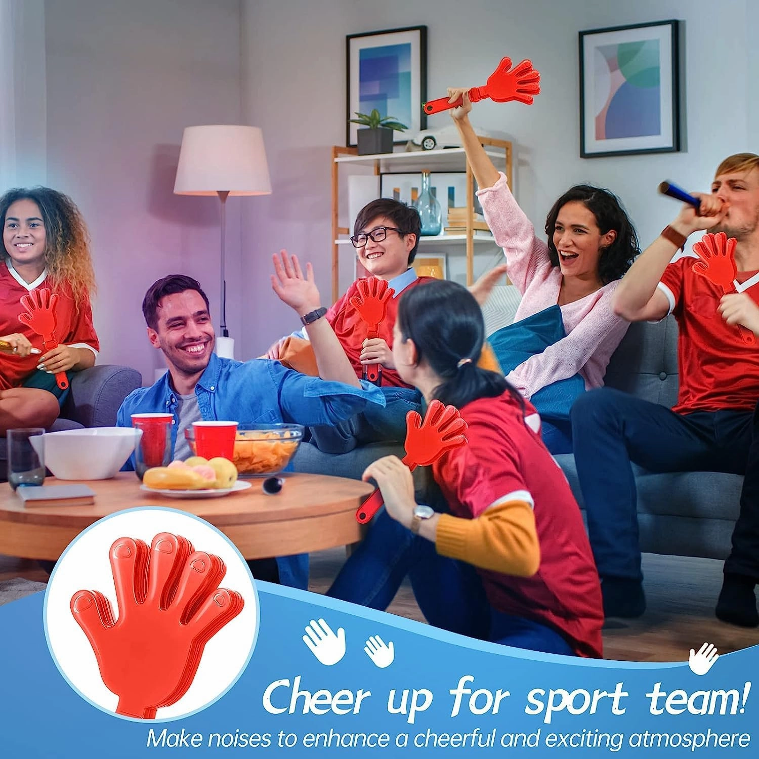 36 Pcs Coral Red Hand Clappers 7.5 Inch Clappers Noisemakers Noise Makers Party Favors Plastic Party Clapper for Sporting Events Cheers Ball Dance Basketball Football Noisemakers（Coral Red）