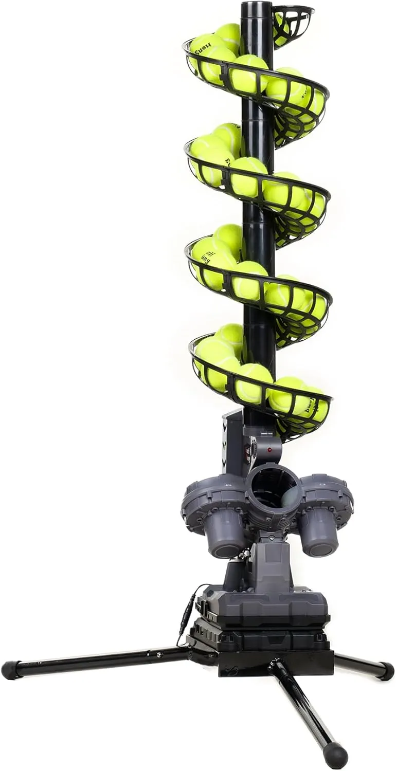 3807BH Tennis Ball Machine with Triangular Base, Adjustable Speeds, Oscillating Left&Right, Up&Down Swing Launch Port, for All Levels Training