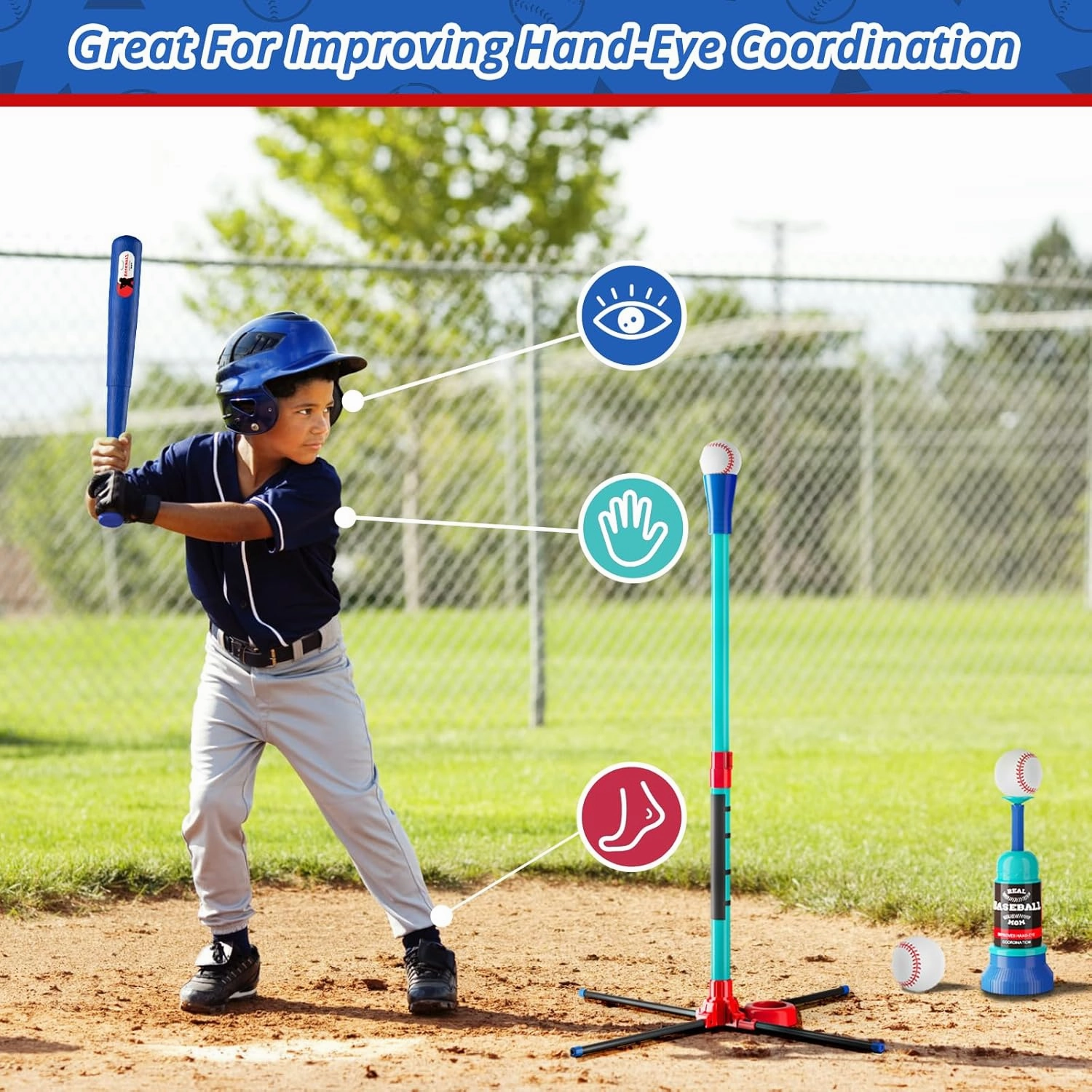 3-in-1 Baseball Set for Kids: Hanging Batting Tee   T Ball Stand Set Auto Ball Launcher for Toddlers & Youth Adjustable Height with 6 Balls 2 Bats Outdoor&Indoor Toys Sports Gifts for 3-12 Years Old