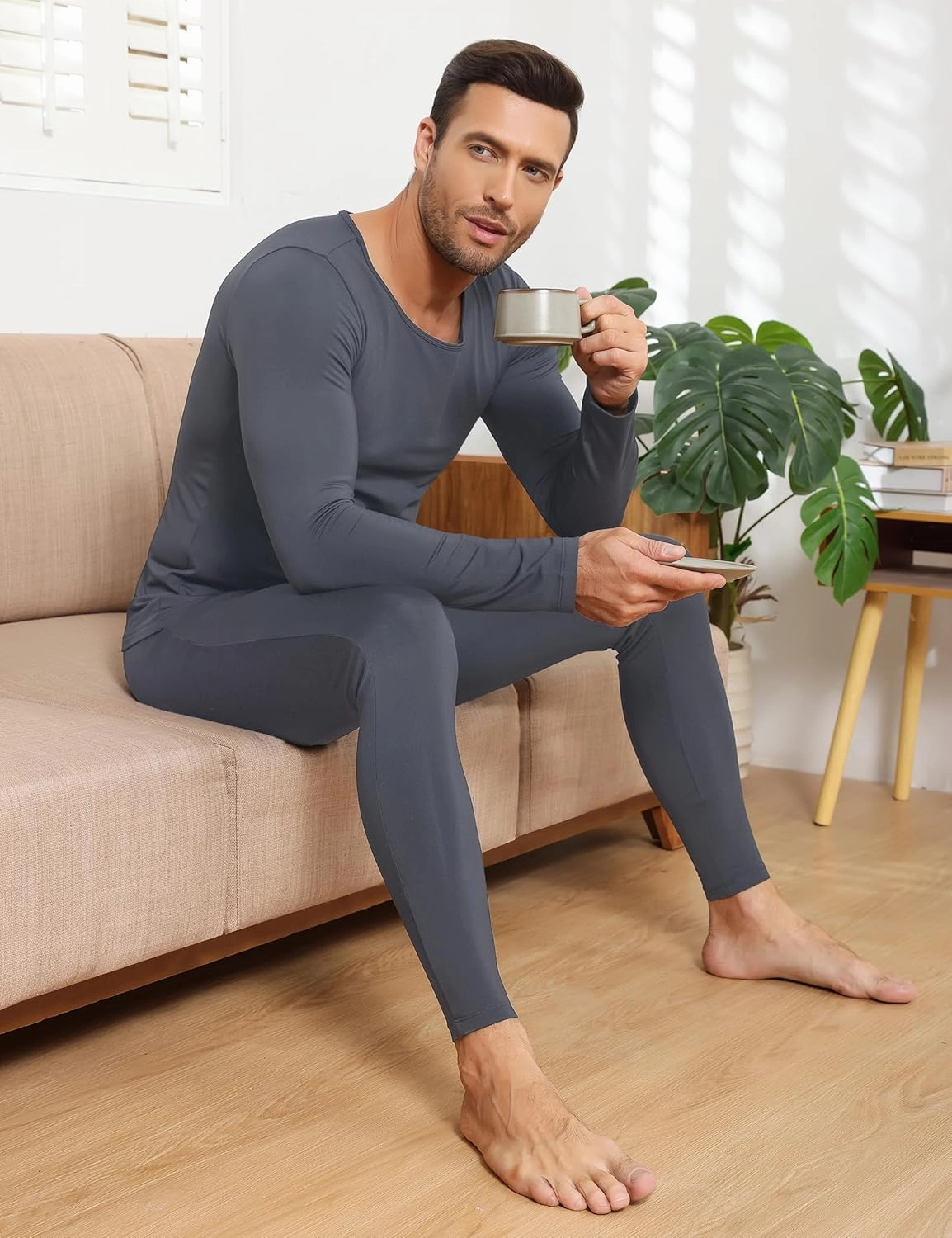 3 Pack Thermal Underwear for Men Long Johns Fleece Lined Soft and Warm Set Base Layer for Cold Weather