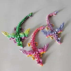 3D Printed Dragon Egg 12" Winged Dragon Inside with Articulated Horn, Rainbow Fidget Sensory Toy, Birthday Party Gift, Flexible Desk Companion, Easter/Christmas Surprise Stuffers (Random Candy Color)