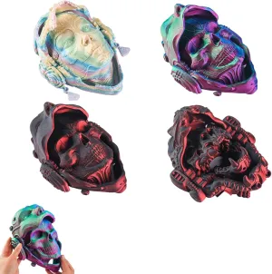 3D Printed Skeleton Mask - Articulated Flexible Fidget Toy, Realistic Car Pendants and Ornaments,Skull Halloween Ornaments (F)
