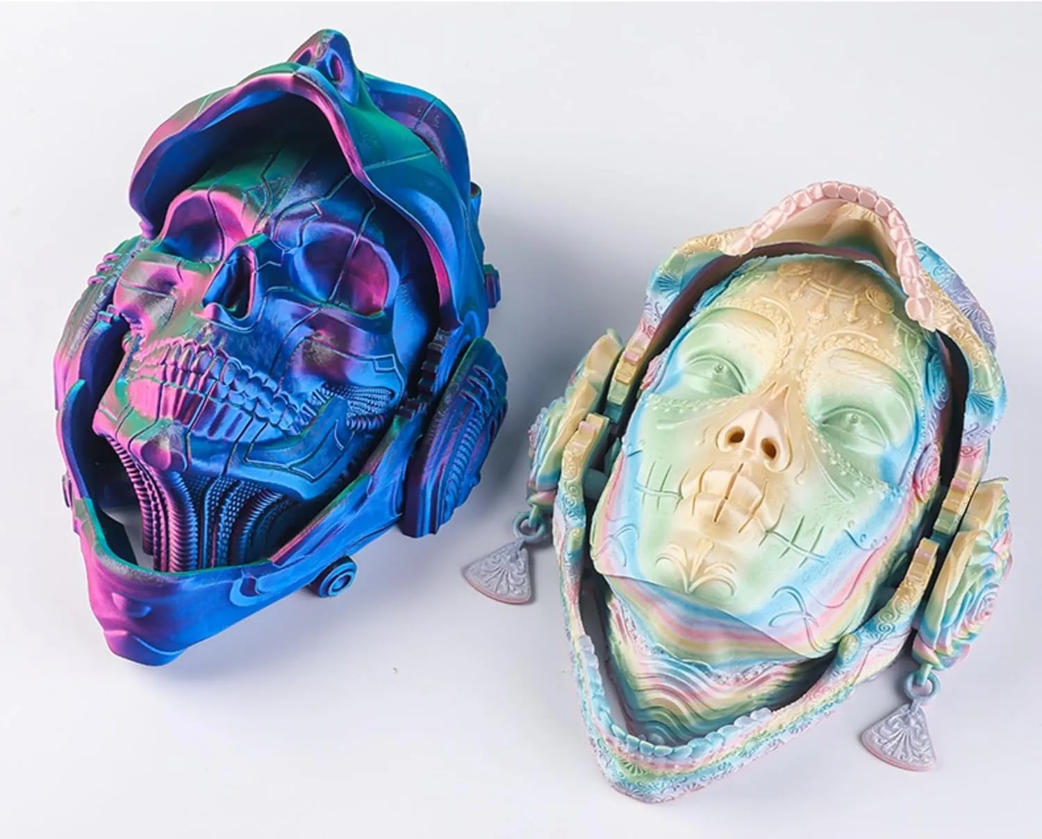 3D Printed Skeleton Mask - Articulated Flexible Fidget Toy, Realistic Car Pendants and Ornaments,Skull Halloween Ornaments (F)