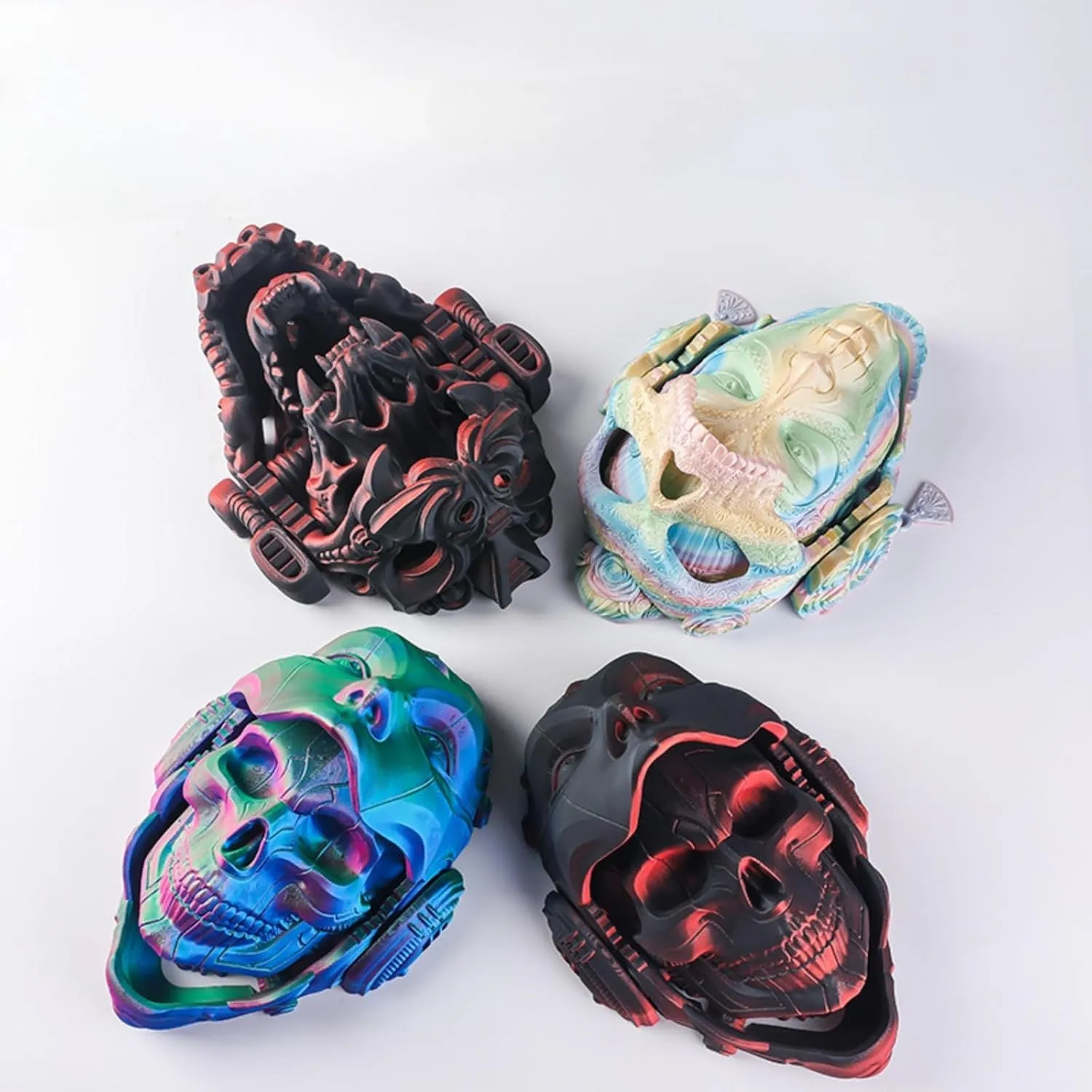 3D Printed Skeleton Mask - Articulated Flexible Fidget Toy, Realistic Car Pendants and Ornaments,Skull Halloween Ornaments (F)